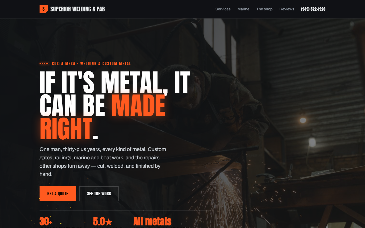 Superior Welding and Fab — welding and metal fabrication website homepage